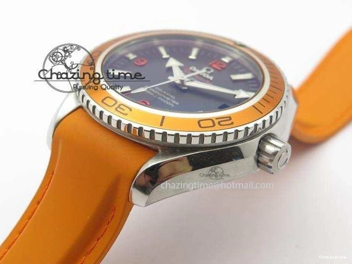0417 Breathable Planet Ocean SS Bp Maker 45mm Orange Bezel On Orange Rubber Strap A 8221
